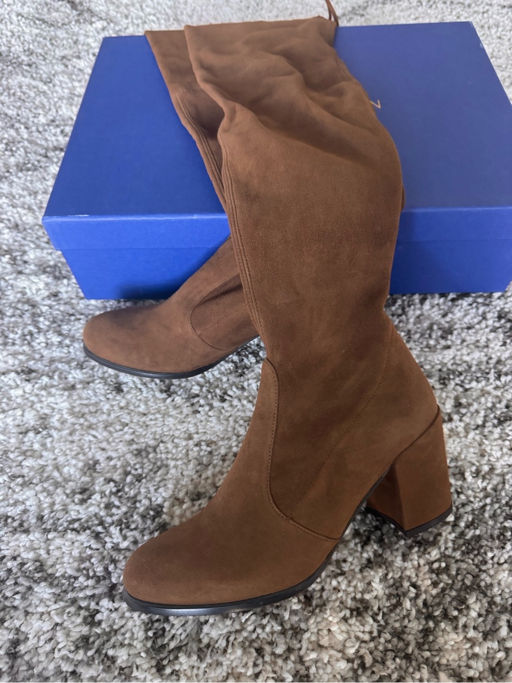 NEW Stuart Weitzman Tieland coffee brown suede over the knee heel boots sz 8 - Picture 4 of 11